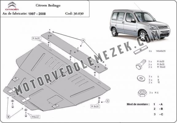 Acél motor, kapcsolószekrény, hütő védőlemez Citroen Berlingo