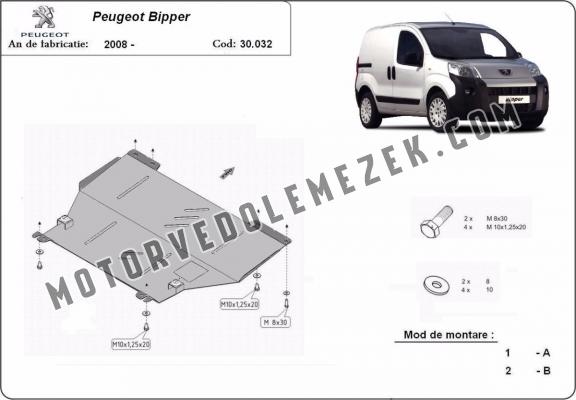 Acél motor, kapcsolószekrény védőlemez Peugeot Bipper