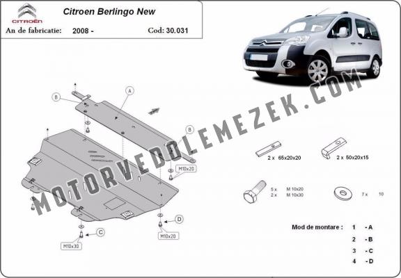 Acél motor, kapcsolószekrény, hütő védőlemez Citroen Berlingo