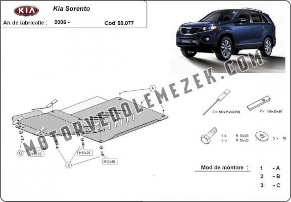 Acél kapcsolószekrény, differenciálmű védőlemez Kia Sorento