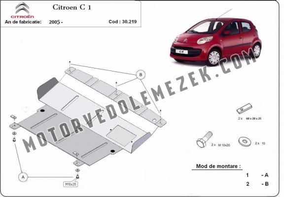 Acél motor, sebbeségváltó, hütő, első lökhárító védőlemez Citroen C 1
