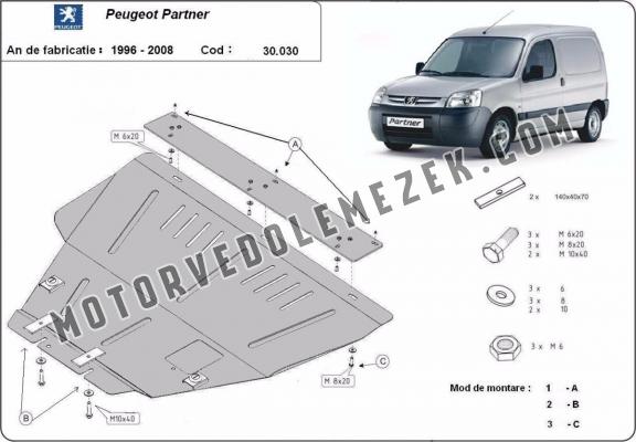 Acél motor, kapcsolószekrény védőlemez Peugeot Partner