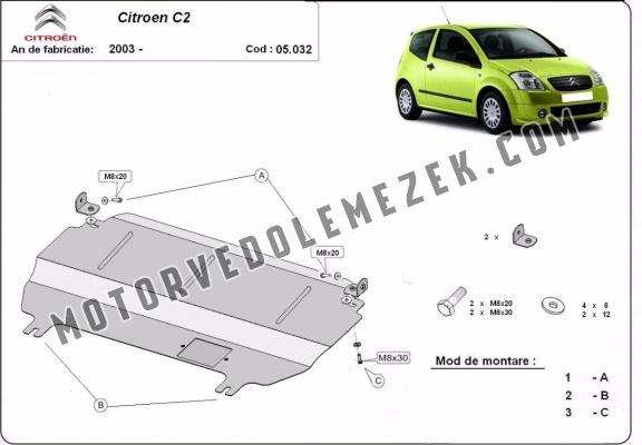 Acél motor, kapcsolószekrény, hütő védőlemez Citroen C2