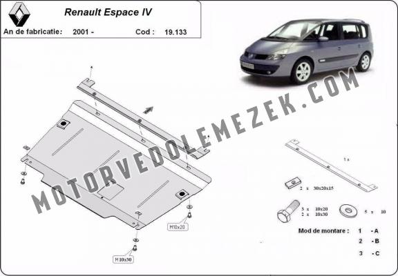 Acél motor, kapcsolószekrény védőlemez Renault Espace 4