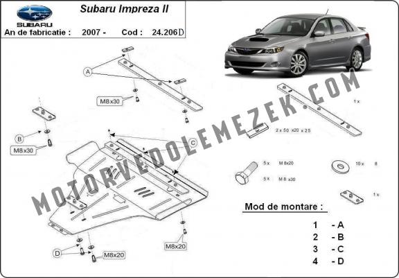 Acél motor, kapcsolószekrény védőlemez Subaru Impreza