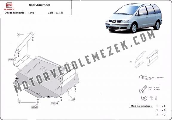 Acél motor, kapcsolószekrény védőlemez Seat Alhambra