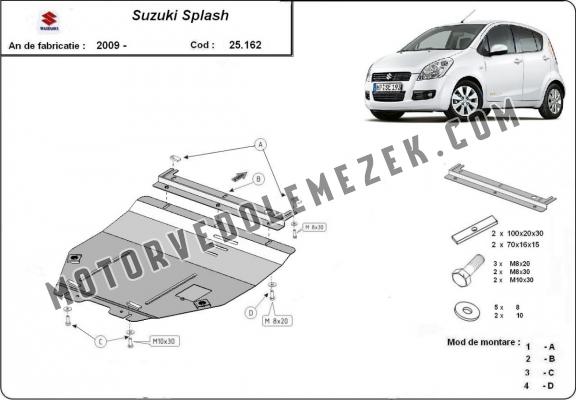 Acél motor, kapcsolószekrény védőlemez Suzuki Splash an