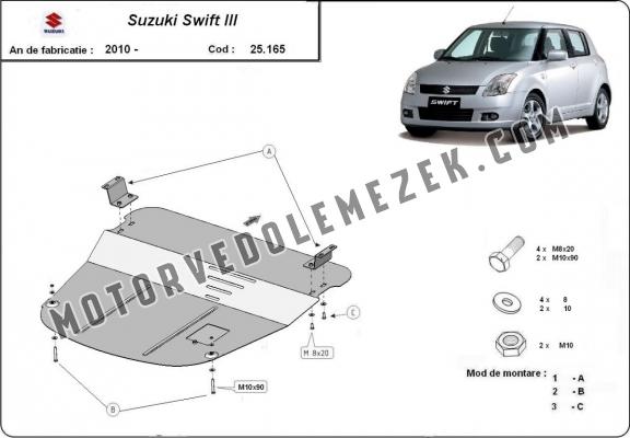 Acél motor, kapcsolószekrény védőlemez Suzuki Swift 3