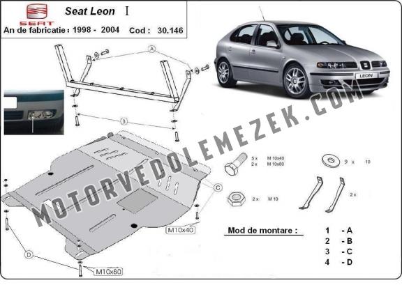 Acél motor, sebbeségváltó, hütő, első lökhárító védőlemez Seat Leon