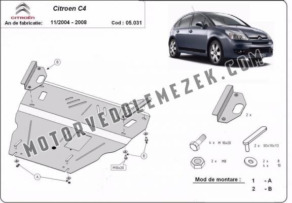 Acél motor, kapcsolószekrény, hütő védőlemez Citroen C4
