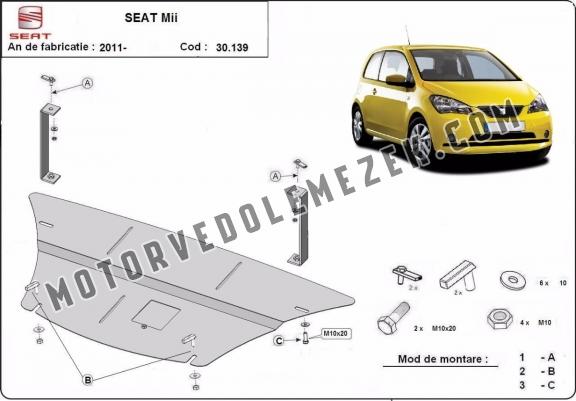 Acél motor, kapcsolószekrény védőlemez Seat Mii