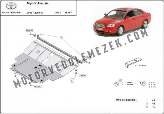 Acél motor, kapcsolószekrény, hütő védőlemez Toyota Avensis