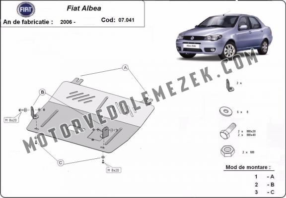 Acél motor, kapcsolószekrény védőlemez Fiat Albea