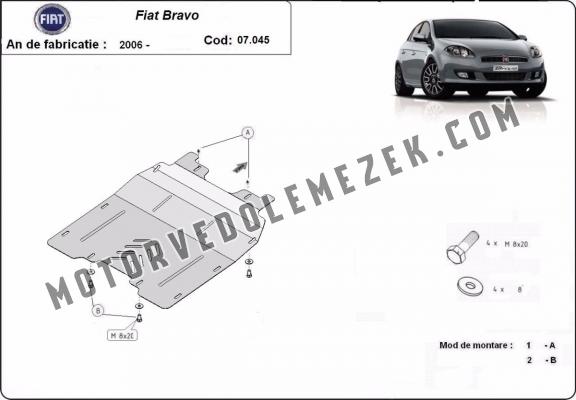 Acél motor, kapcsolószekrény védőlemez Fiat Bravo