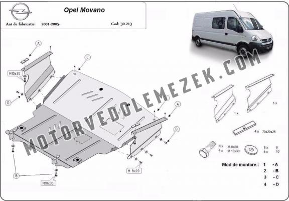 Acél motor, kapcsolószekrény, hütő védőlemez Opel Movano A 