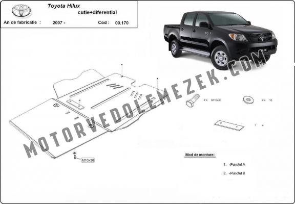 Acél kapcsolószekrény, differenciálmű védőlemez Toyota Hilux