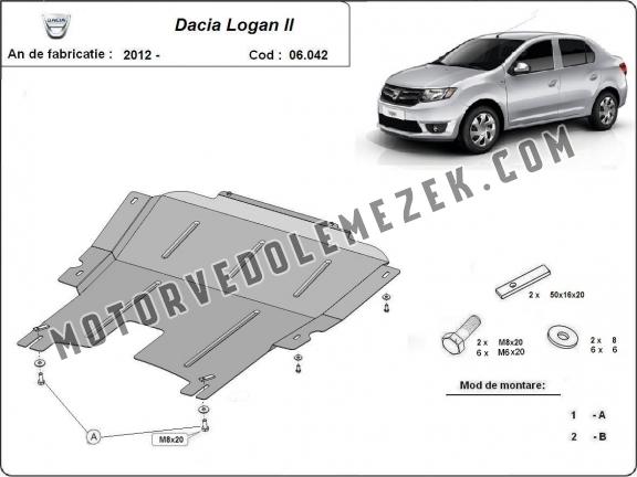Acél motor, kapcsolószekrény védőlemez Dacia Logan 2