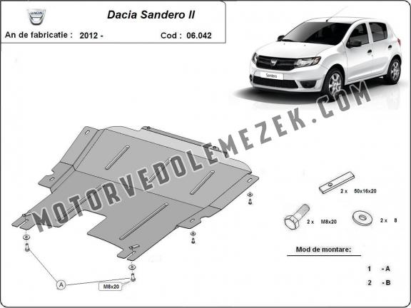 Acél motor, kapcsolószekrény védőlemez Dacia Sandero 2