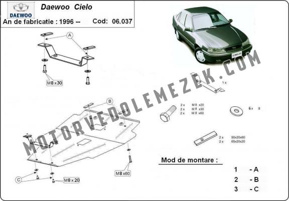 Acél motor, sebbeségváltó, hütő, első lökhárító védőlemez Daewoo Cielo