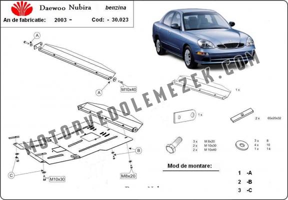 Acél motor, sebbeségváltó, hütő, első lökhárító védőlemez Daewoo Nubira