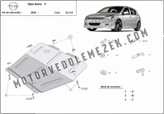 Acél kapcsolószekrény, hütő védőlemez  Opel Astra H