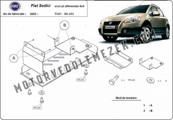 Acél differenciálmű védőlemez Fiat Sedici