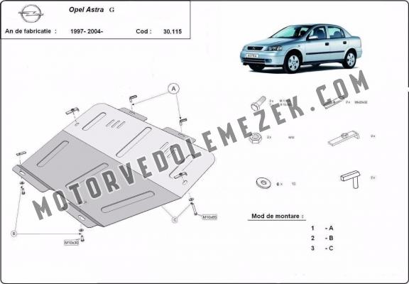 Acél motor, kapcsolószekrény, hütő védőlemez Opel Astra G