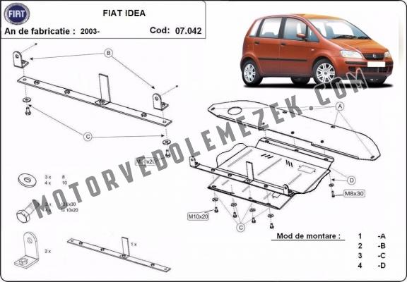Acél kapcsolószekrény, hütő védőlemez Fiat Idea