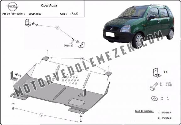 Acél motor, kapcsolószekrény védőlemez Opel Agila (H00)