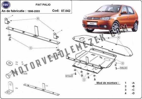 Acél motor, kapcsolószekrény védőlemez Fiat Palio