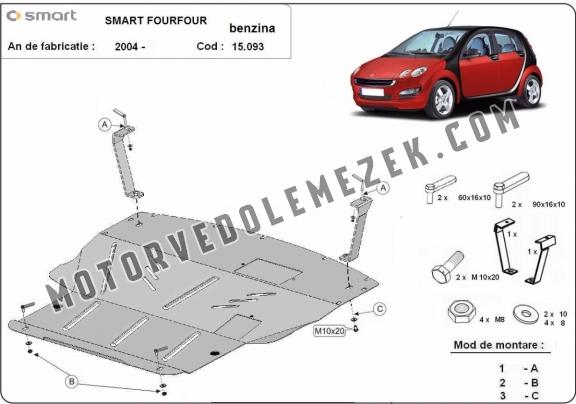 Acél motor, kapcsolószekrény védőlemez Smart ForFour