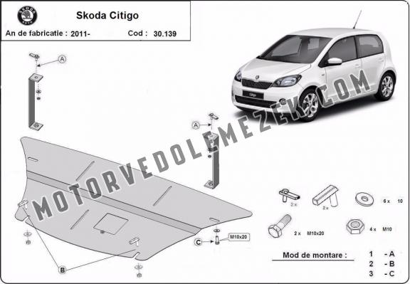 Acél motor, kapcsolószekrény védőlemez Skoda Citigo