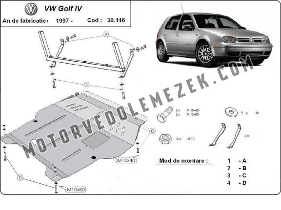 Acél motor, sebbeségváltó, hütő, első lökhárító védőlemez VW Golf  mk4