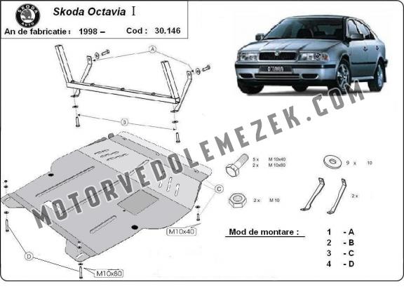 Acél motor, kapcsolószekrény, hütő védőlemez Skoda Octavia Tour