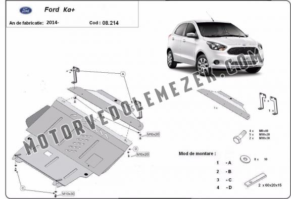 Acél motor, sebbeségváltó, hütő, első lökhárító védőlemez Ford KA