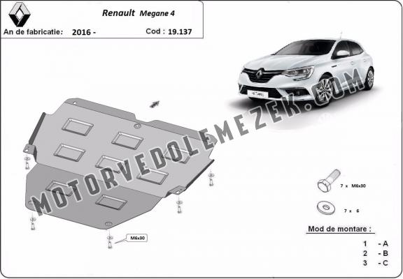 Acél motor, kapcsolószekrény védőlemez Renault Megane 4