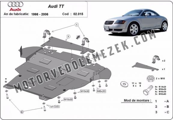 Acél motor, sebbeségváltó, hütő, első lökhárító védőlemez Audi TT
