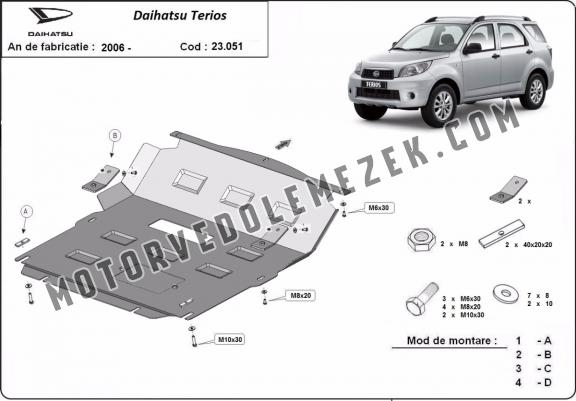 Acél motor, hütő védőlemez Daihatsu Terios