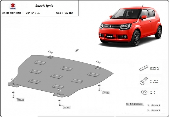 Acél motor, sebességváltó, hűtő, első lökhárító védőlemez Suzuki Ignis