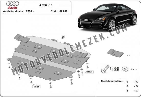 Acél motor, sebbeségváltó, hütő, első lökhárító védőlemez Audi TT