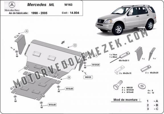 Acél motor, hütő védőlemez Mercedes ML W163