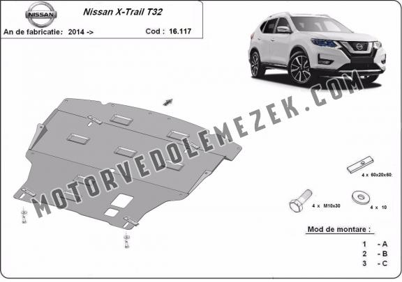 Acél motor, sebbeségváltó, hütő, első lökhárító védőlemez Nissan X-Trail T32