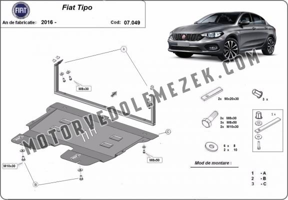 Acél motor, kapcsolószekrény, hütő védőlemez Fiat Tipo