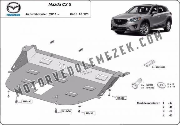 Acél motor, kapcsolószekrény, hütő védőlemez Mazda CX5