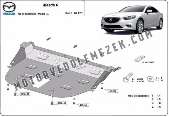 Acél motor, kapcsolószekrény, hütő védőlemez Mazda 6