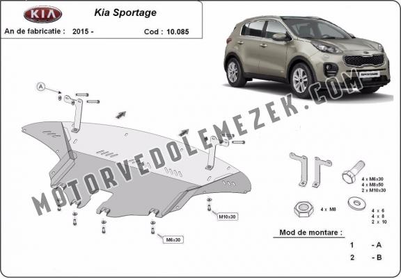 Acél motor, sebbeségváltó, hütő, első lökhárító védőlemez Kia Sportage