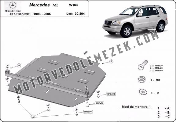 Acél kapcsolószekrény védőlemez Mercedes ML W163