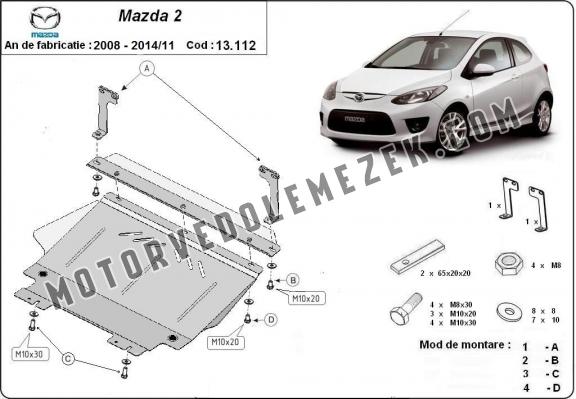 Acél motor, sebbeségváltó, hütő, első lökhárító védőlemez Mazda 2