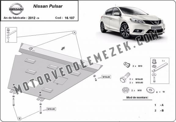 Acél motor, kapcsolószekrény védőlemez Nissan Pulsar