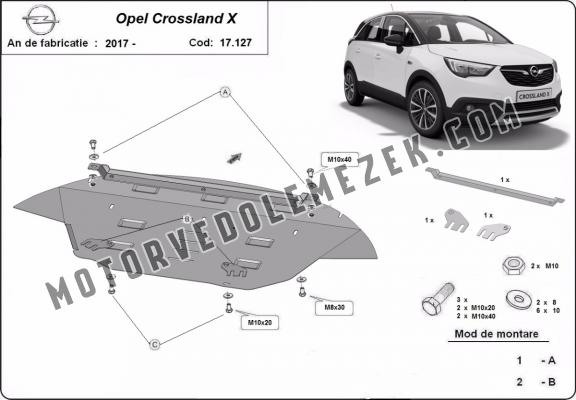 Acél motor, sebbeségváltó, hütő, első lökhárító védőlemez Opel Crossland X